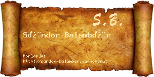 Sándor Balambér névjegykártya