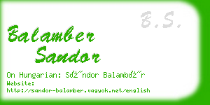 balamber sandor business card